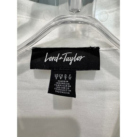 Lord & Taylor 100% Linen Button Front Blouse White Long Sleeve Women’s Small - Picture 2 of 6